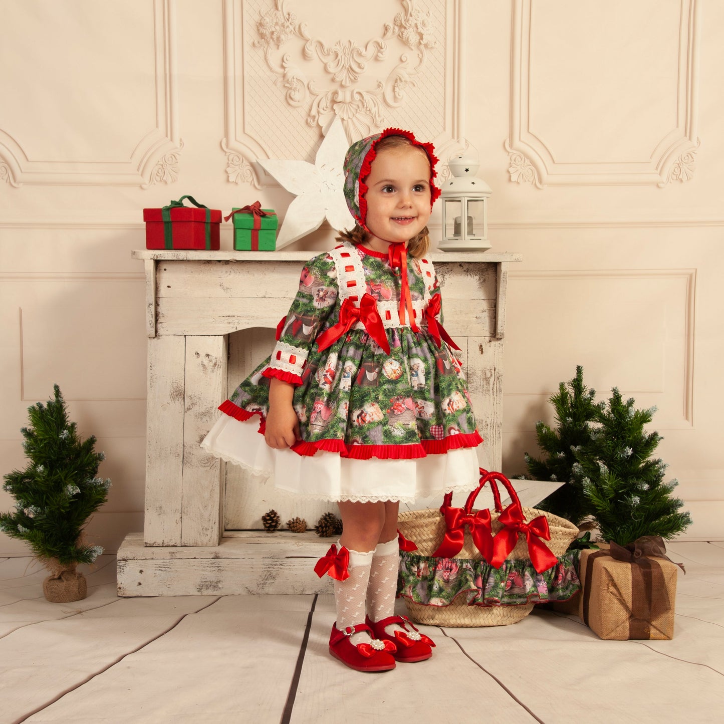 Sonata Christmas Print Puffball Dress - (Made to order)