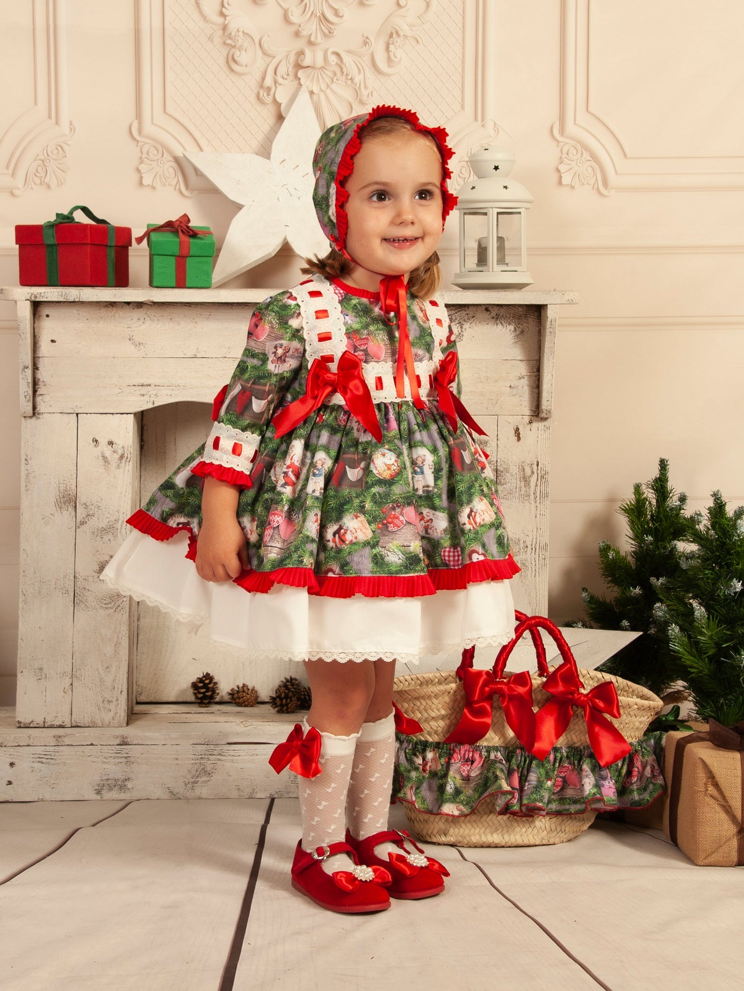 Sonata Christmas Print Puffball Dress - (Made to order)