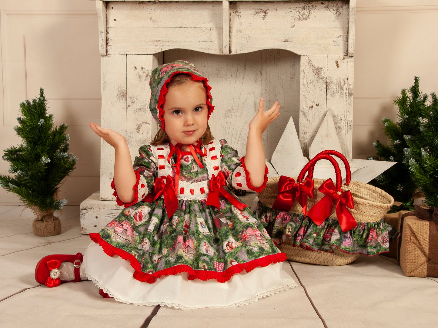 Sonata Christmas Print Puffball Dress - (Made to order)