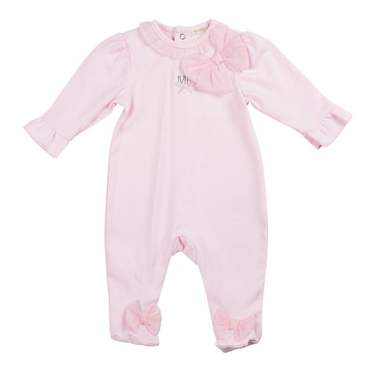 Baby Girls Pink Bow All In One Baby Grow