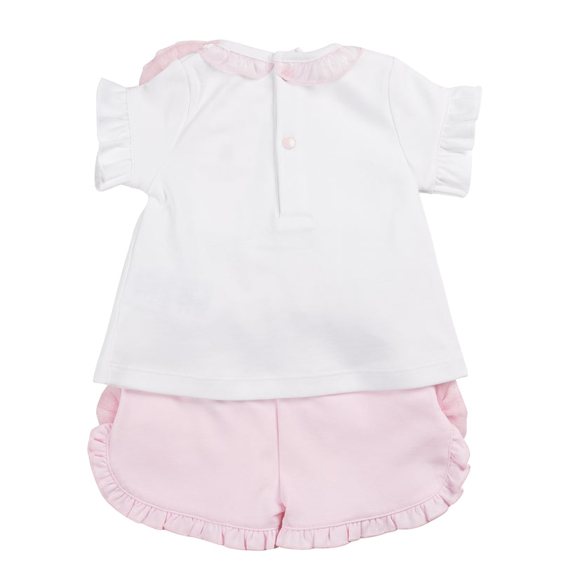 Girls White/Pink Top & Short Set