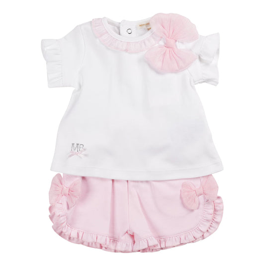 Girls White/Pink Top & Short Set