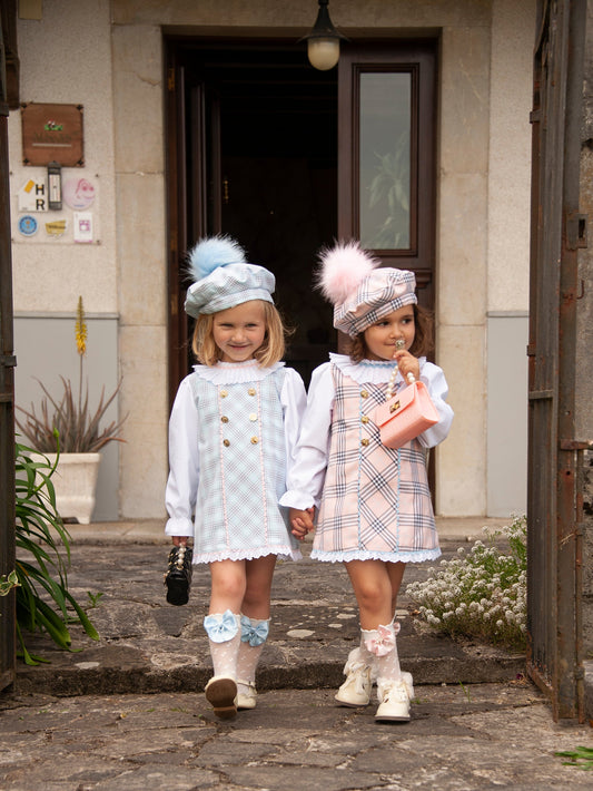 Sonata Pink Tartan A-Line Dress, Blouse & Hat - (In Stock 18months)