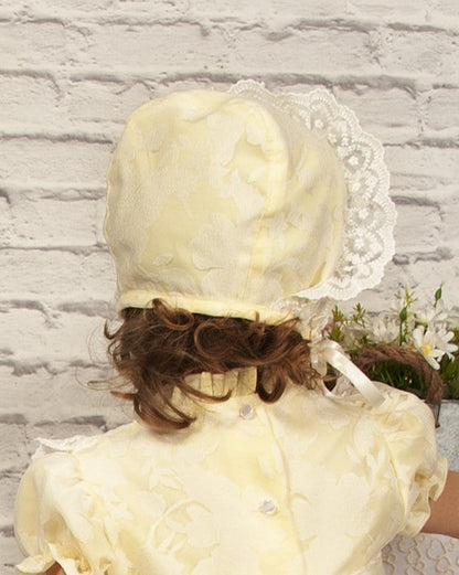 Pale Yellow Ruffle Overlay Handmade Dress - (Made to order)