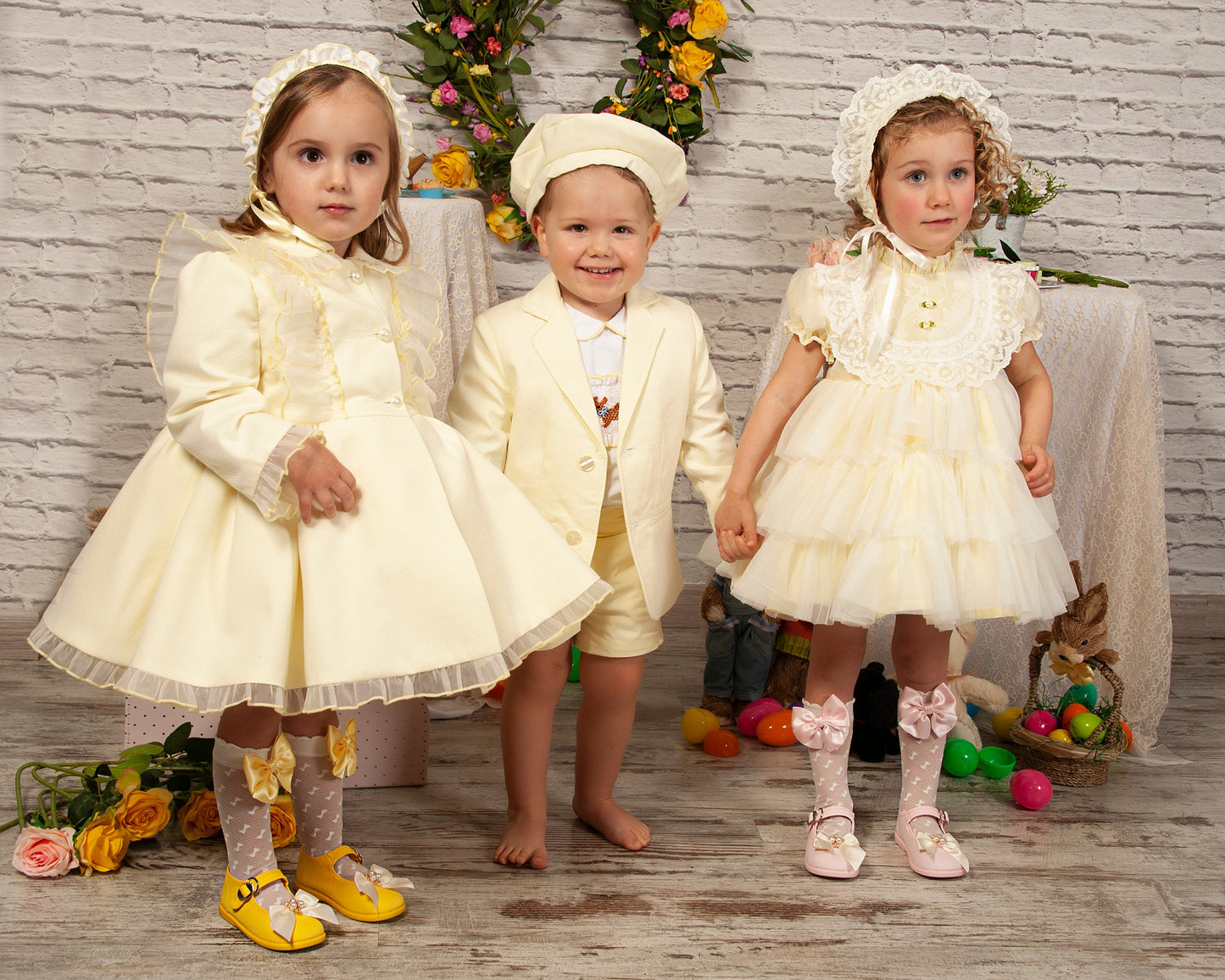 Pale Yellow Ruffle Overlay Handmade Dress - (Made to order)