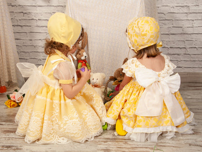 Yellow Hand Smocked Flower Basket Dress - (Made To Order)