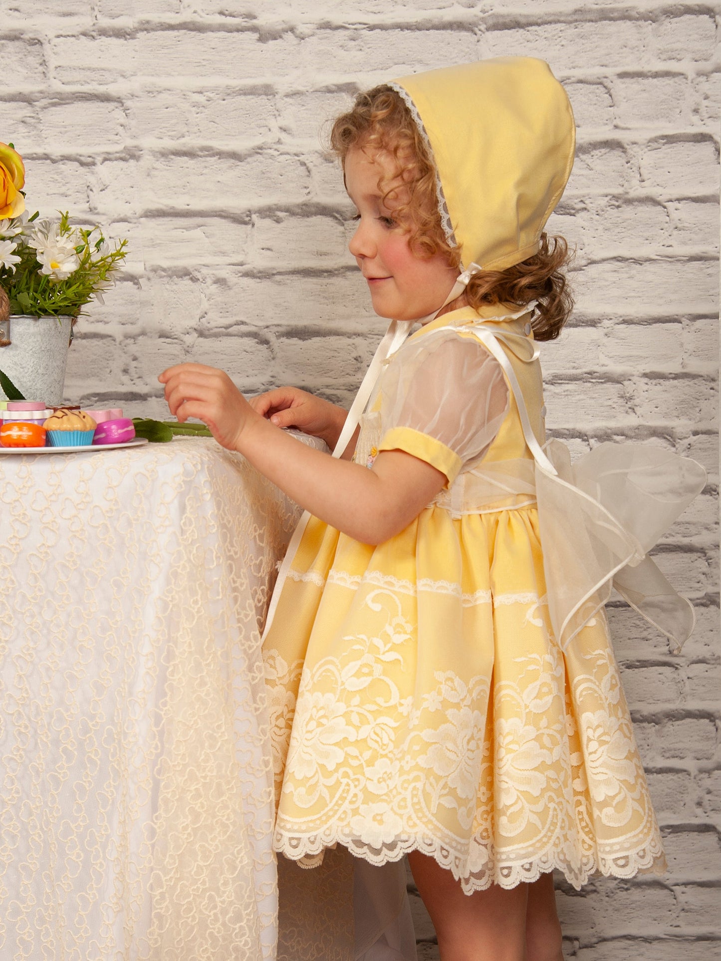 Yellow Hand Smocked Flower Basket Dress - (Made To Order)