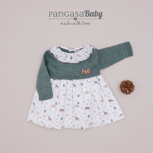 Pangasa Baby Green Deer Dress - Preorder