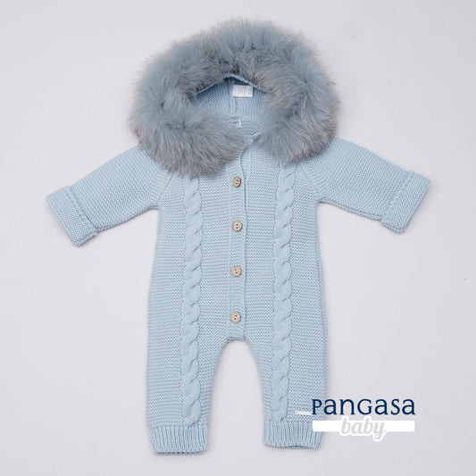 Pangasa Baby Faux Fur Cable Knitted Pramsuit - 12 Colours - Preorder