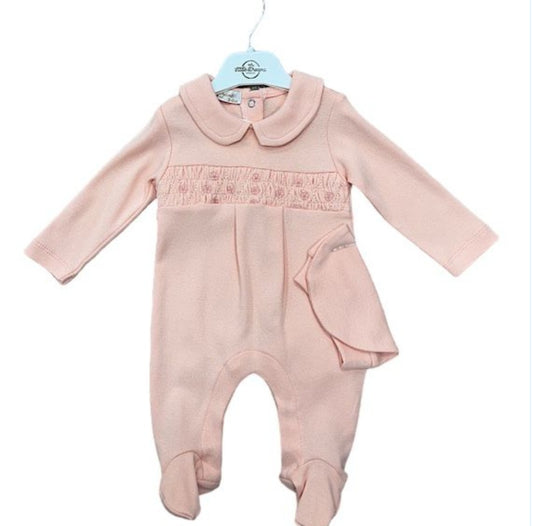 Babygirls Peach Babygrow & Hat Set