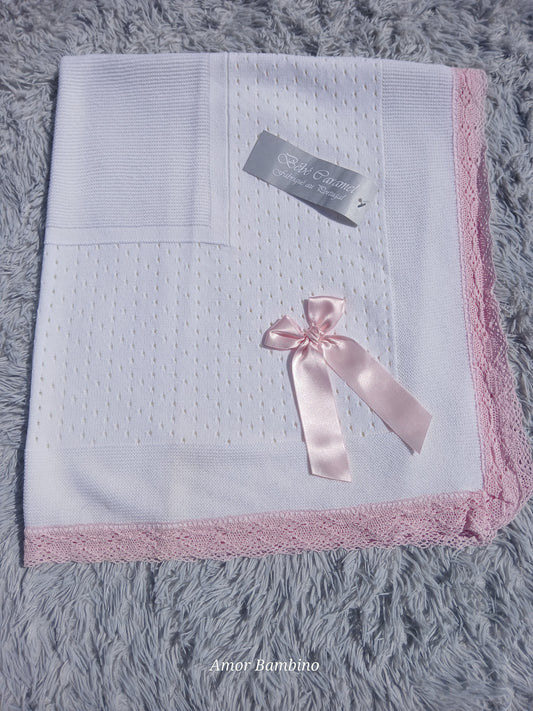 Pink and White Blanket