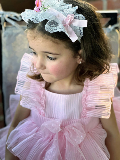 Girls Pink Handmade Layered Ruffle Dress - (Made To Order)