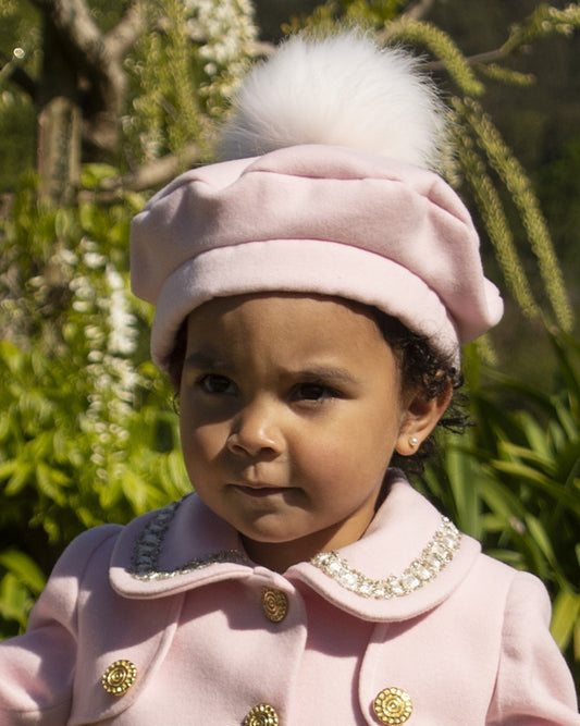 Pink Handmade Traditional Pom Beret Hat (Made to order)