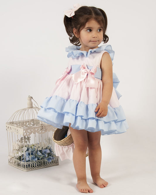 Pink and Blue Flight Puffball Dress (Made to order)