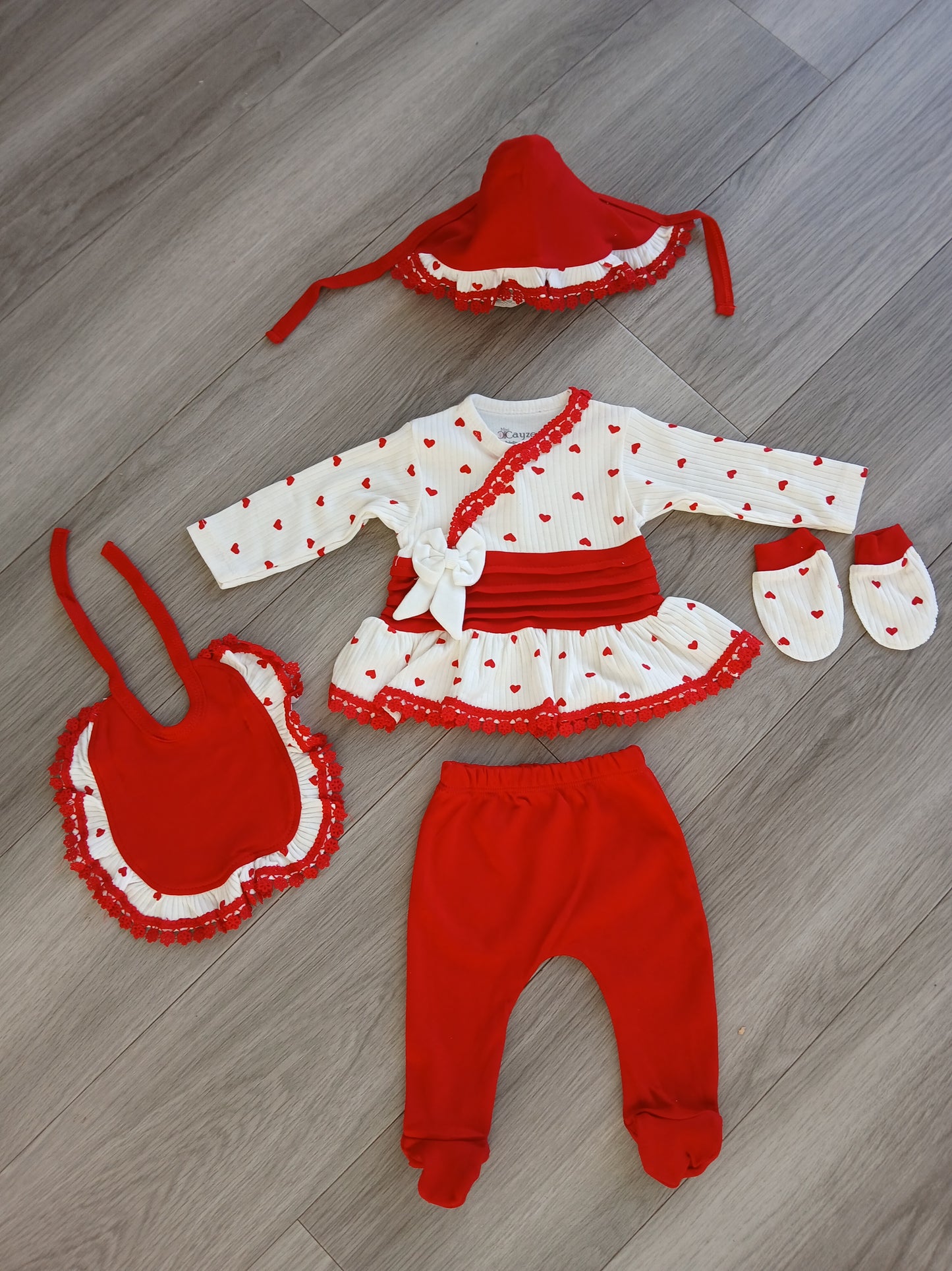 Girls Red Heart 5 piece Set