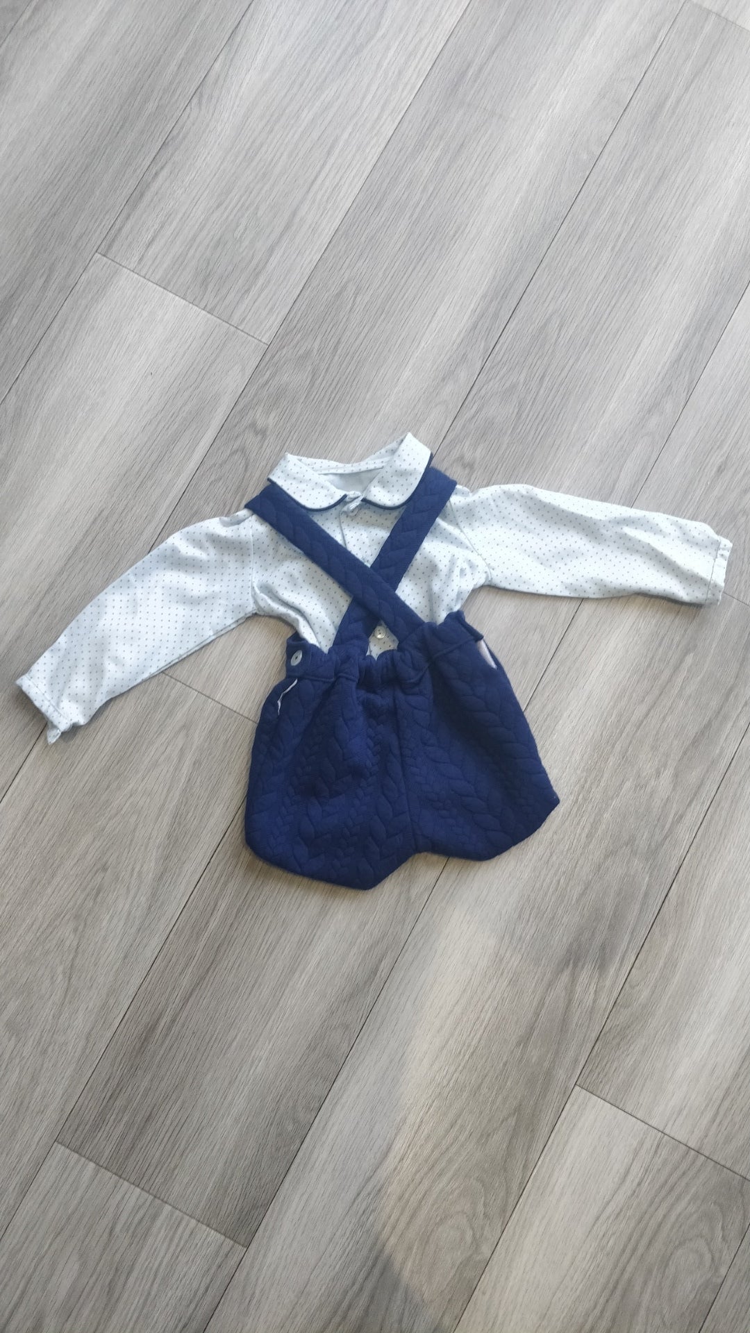 Boys 2 Piece Blue Shirt & Romper Set