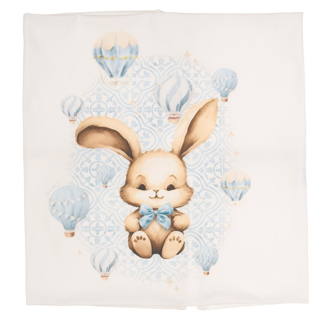 Baby Boys Balloon & Bunny Babygrow, Hat & Swaddle Set