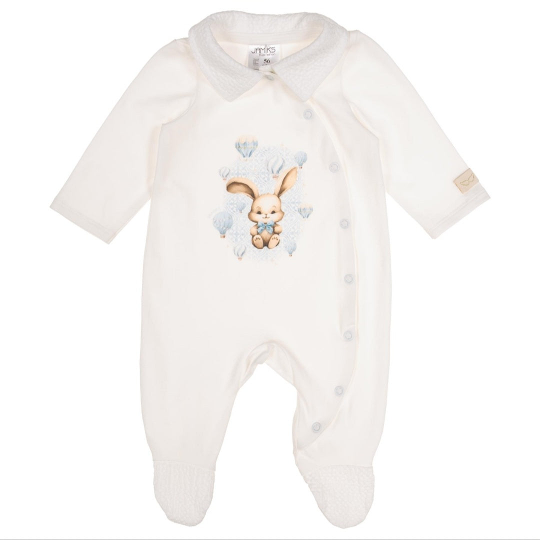 Baby Boys Balloon & Bunny Babygrow, Hat & Swaddle Set