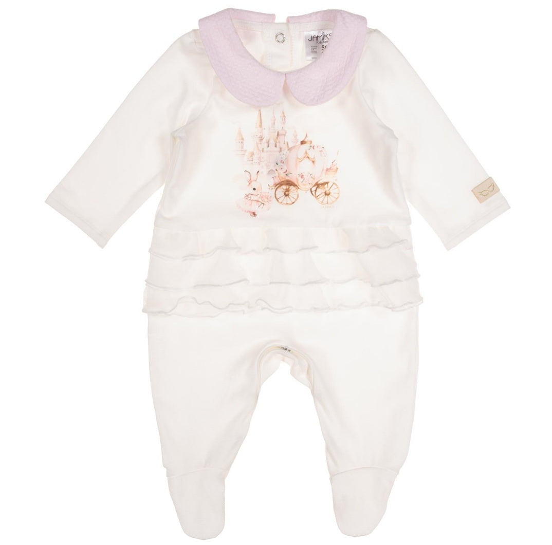 Baby Girls Teona Princess Castle & Carridge Babygrow, Hat & Swaddle Set