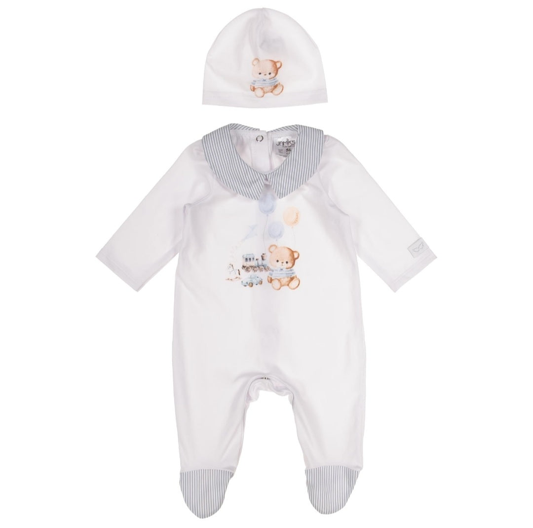 Baby Boys Otto Teddy & Toys Babygrow, Hat & Swaddle Set