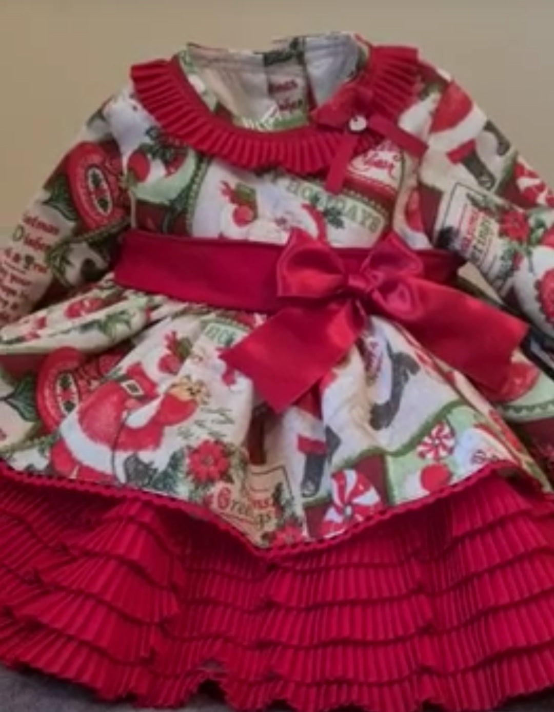 Sonata Christmas Santa Print Dress (Made to order)