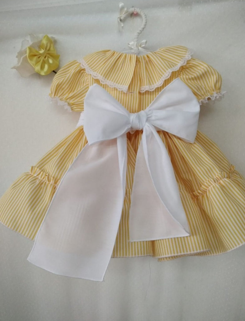 Sonata Easter Basket Pinstriped Hand Smocked Dress - (Made To Order)