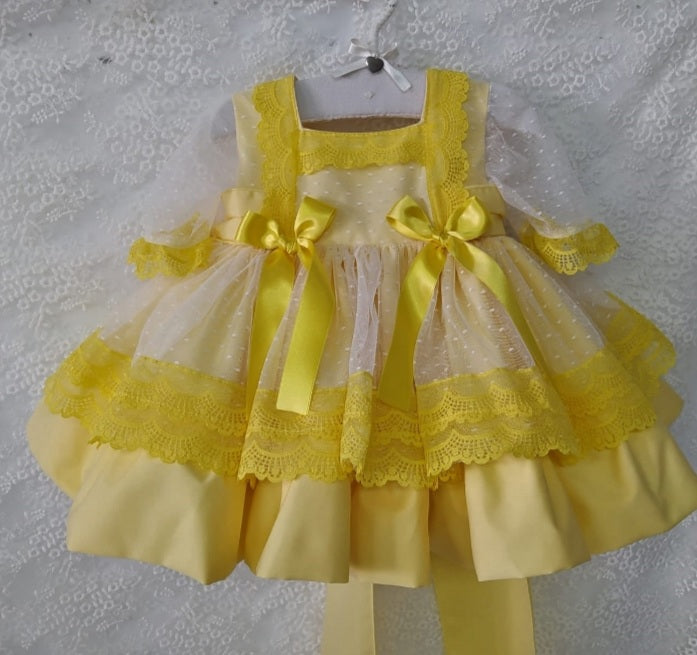 Girls Lemon Sonata Handmade Puffball Dress (Made to order)