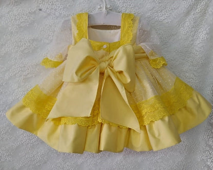 Girls Lemon Sonata Handmade Puffball Dress (Made to order)