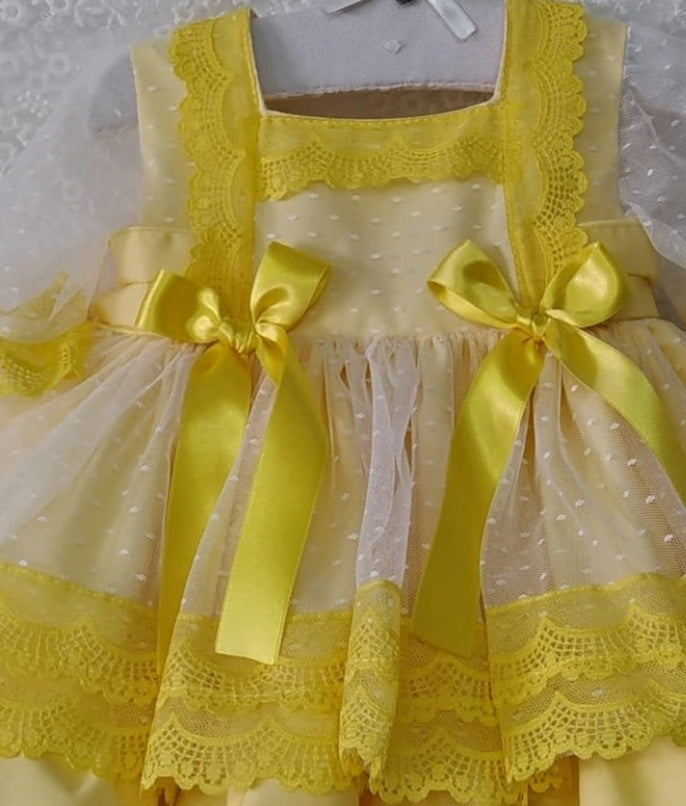 Girls Lemon Sonata Handmade Puffball Dress (Made to order)