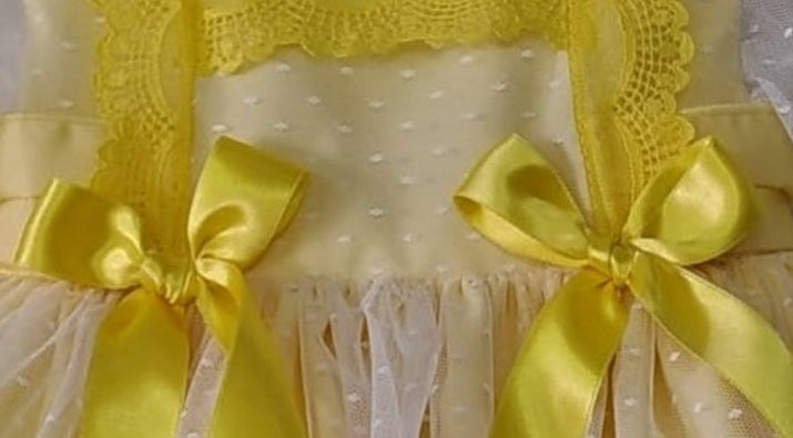 Girls Lemon Sonata Handmade Puffball Dress (Made to order)