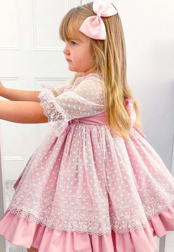 Girls Pink Puffball Dress (Made to order)