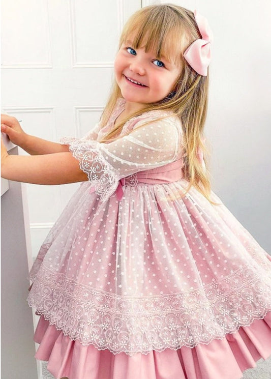 Girls Pink Puffball Dress (Made to order)