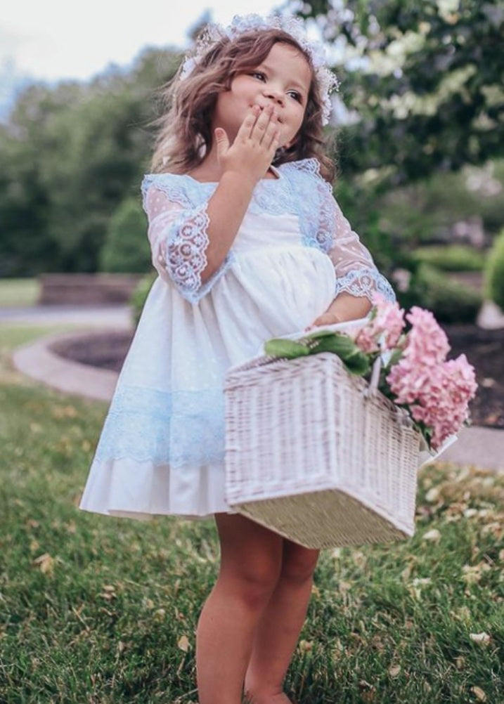 Girls Sky Blue Puffball Dress (Made to order)