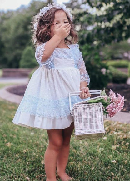 Girls Sky Blue Puffball Dress (Made to order)