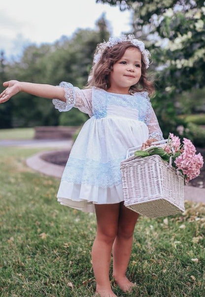 Girls Sky Blue Puffball Dress (Made to order)