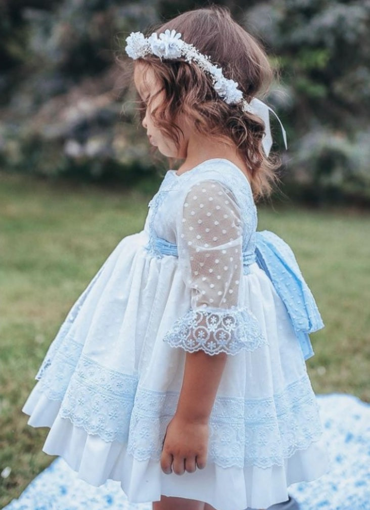 Girls Sky Blue Puffball Dress (Made to order)