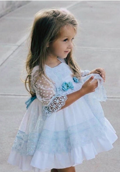 Girls Sky Blue Puffball Dress (Made to order)