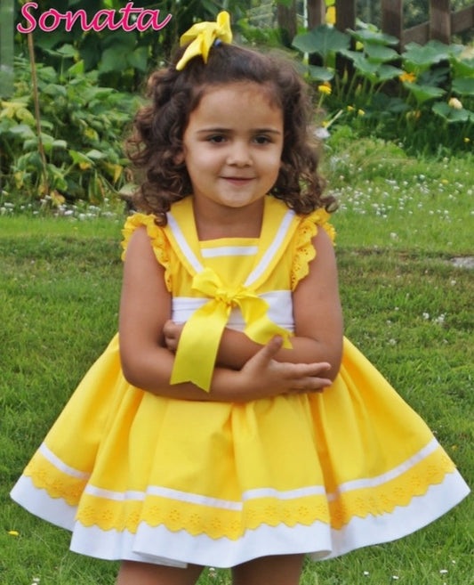 Girls Anchor Yellow Dress (Made to order)