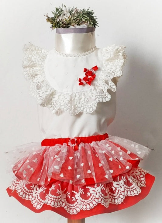 Frilly Red Skirt Set (Made to order)