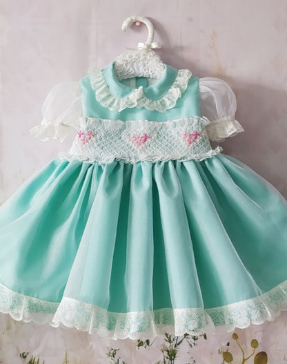 Sonata Teal Smocked Dress -  (Made to order)