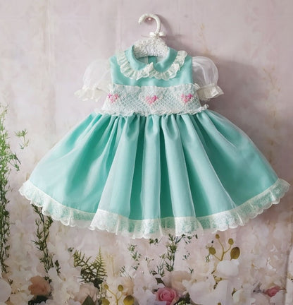 Sonata Teal Smocked Dress -  (Made to order)