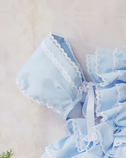 Girls Babyblue Puffball Ruffle Dress (Made to order)