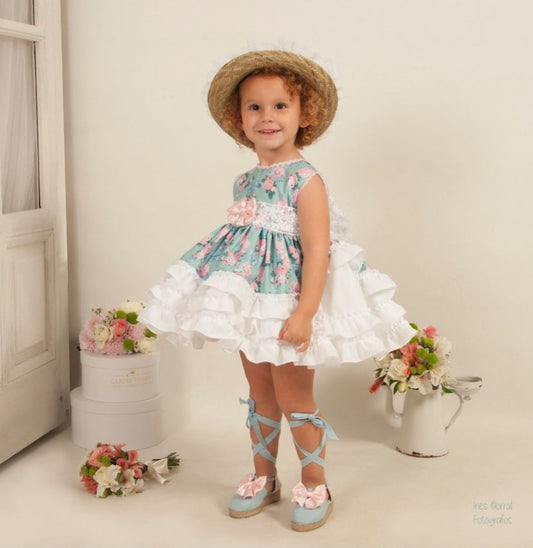 Girls Roses Puffball Dress (Made to order)