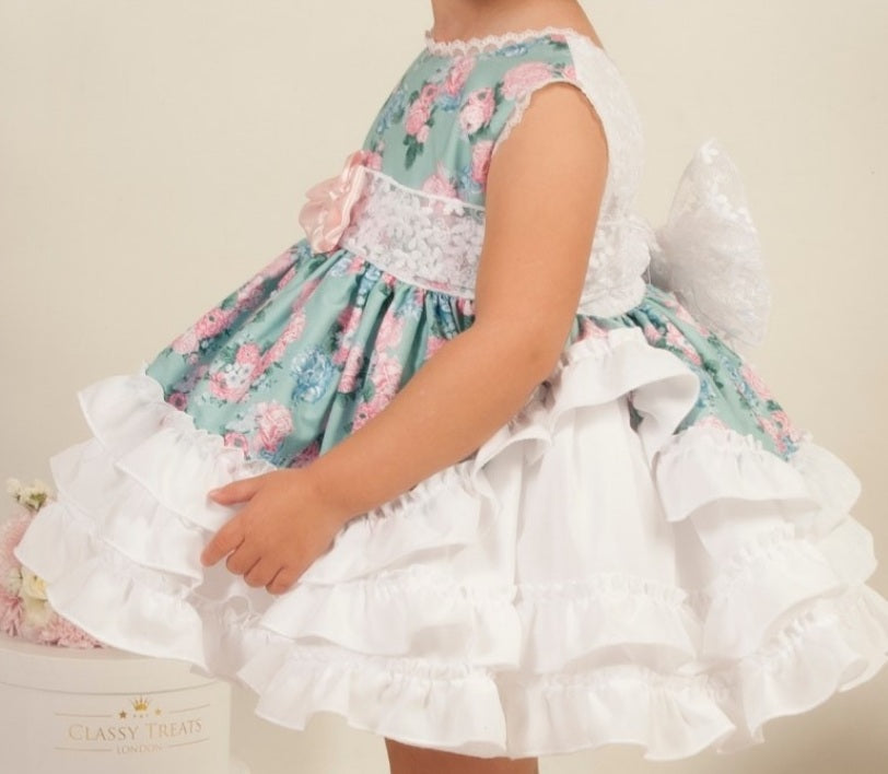 Girls Roses Puffball Dress (Made to order)