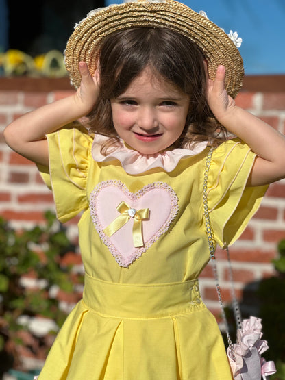 Sonata Girls Yellow Heart Blouse & Skirt Set - (Made To Order)