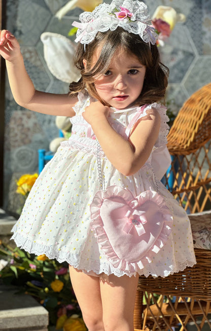 Girls Multicoloured Plumetti Hand Smocked Dress - (Made To Order)