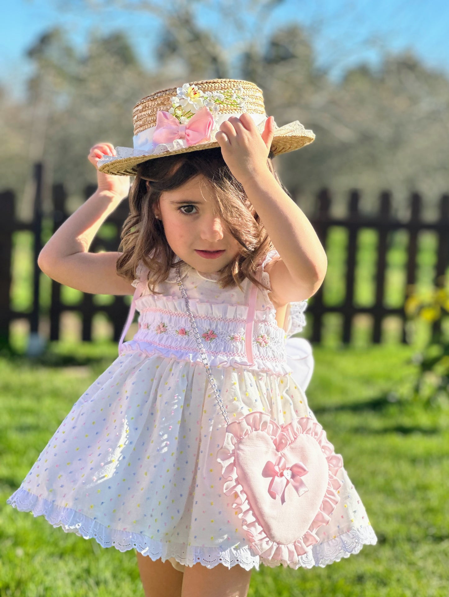 Girls Multicoloured Plumetti Hand Smocked Dress - (Made To Order)