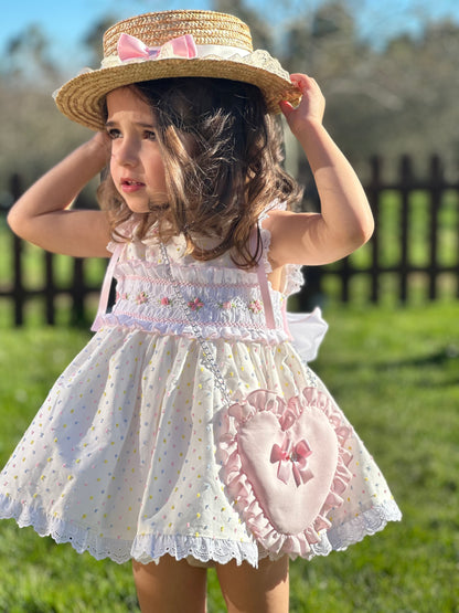 Girls Multicoloured Plumetti Hand Smocked Dress - (Made To Order)