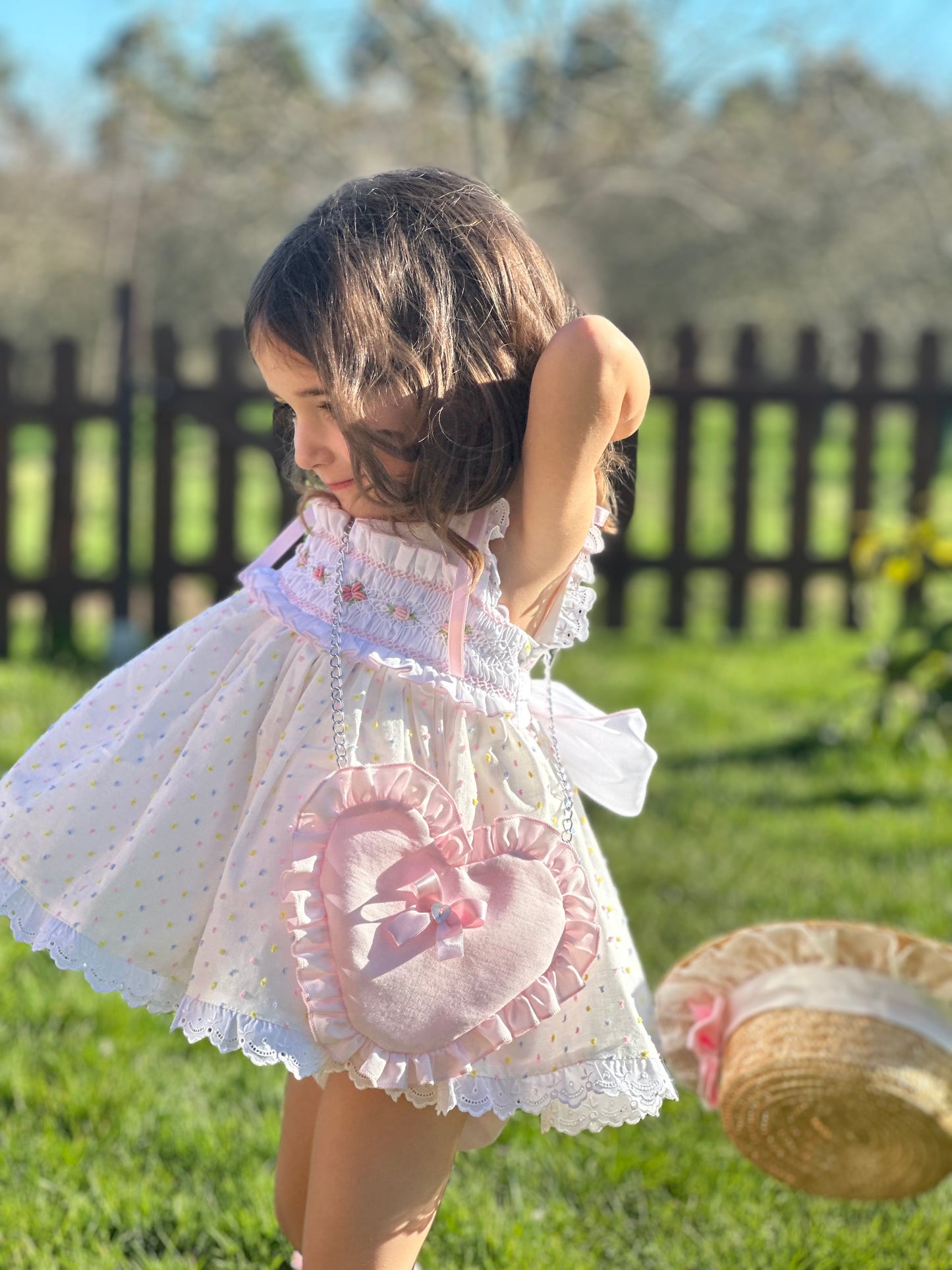 Girls Multicoloured Plumetti Hand Smocked Dress - (Made To Order)