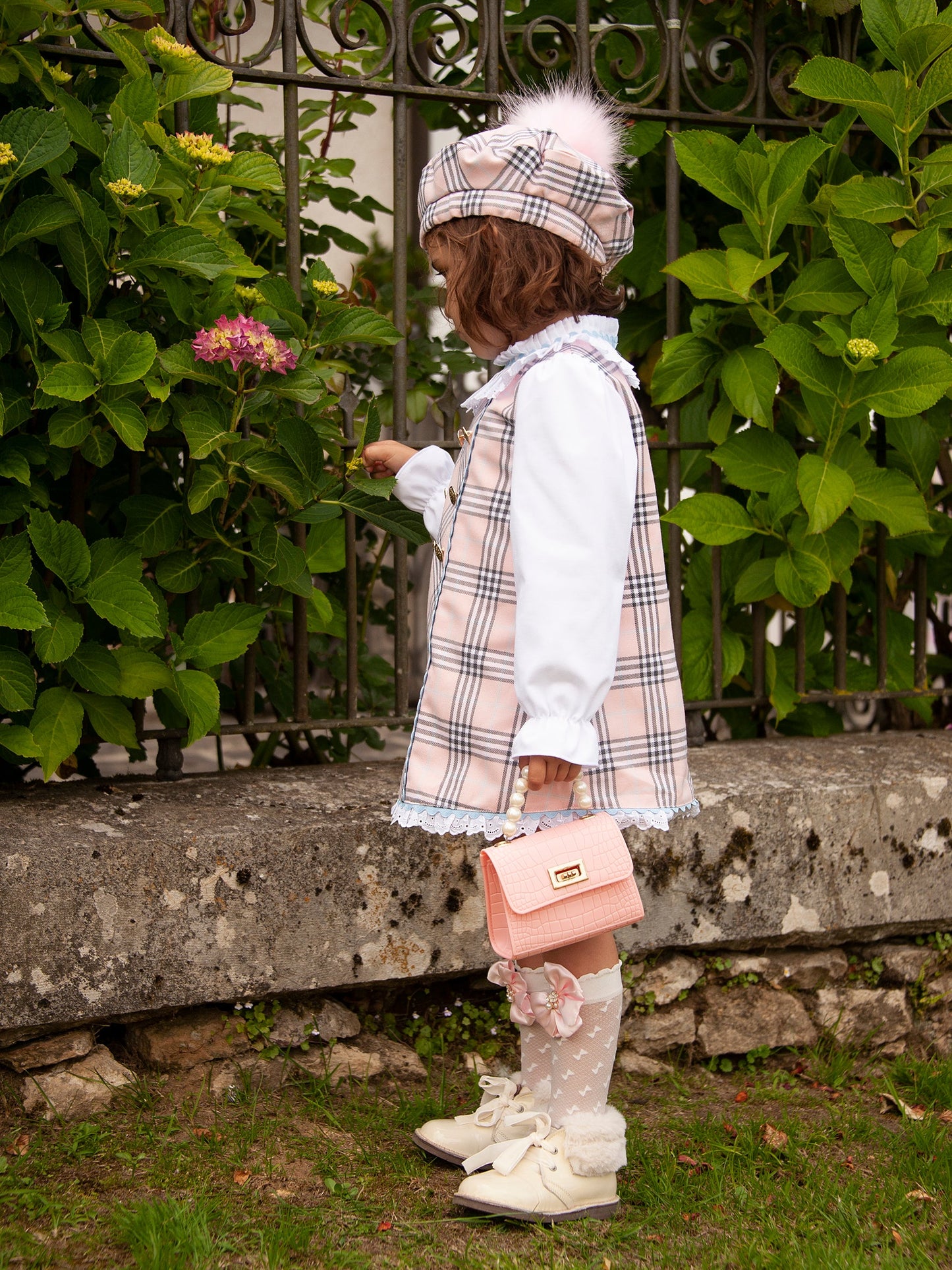 Sonata Pink Tartan A-Line Dress, Blouse & Hat - (In Stock 18months)